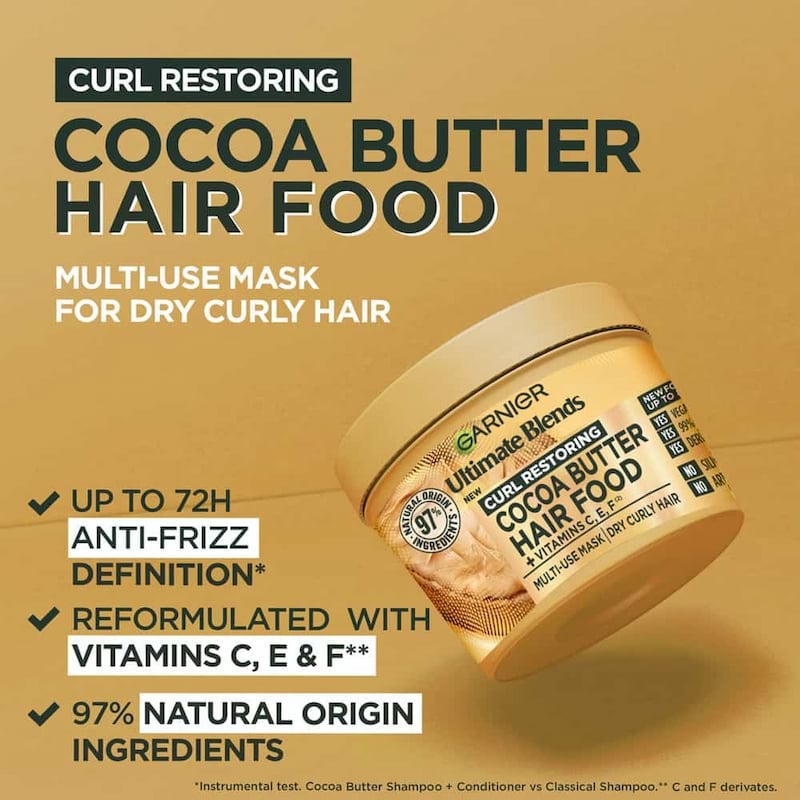 Garnier Hair Food Cocoa Butter And Jojoba Oil 3 In 1 Curly Hair Mask, 400 Ml 3 Garnier Hair Food Cocoa Butter And Jojoba Oil 3 In 1 Curly Hair Mask, 400 Ml