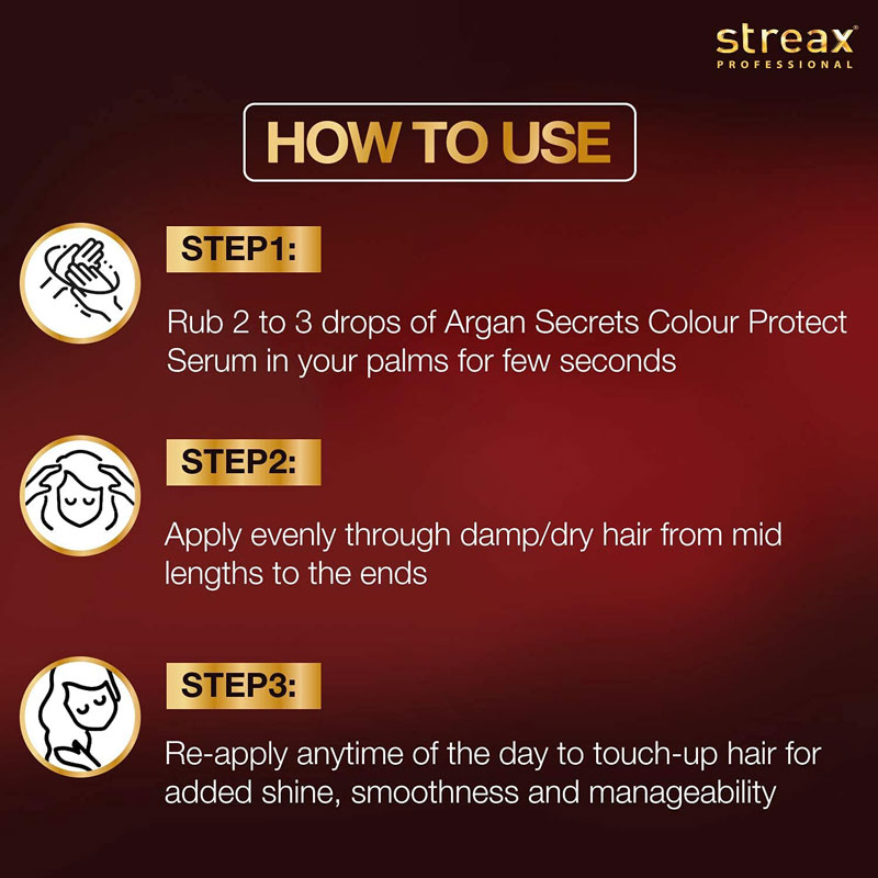 Streax Argan Secrets Colour Protect Hair Serum, 100 ml 2 Streax Argan Secrets Colour Protect Hair Serum, 100 ml - Image 2