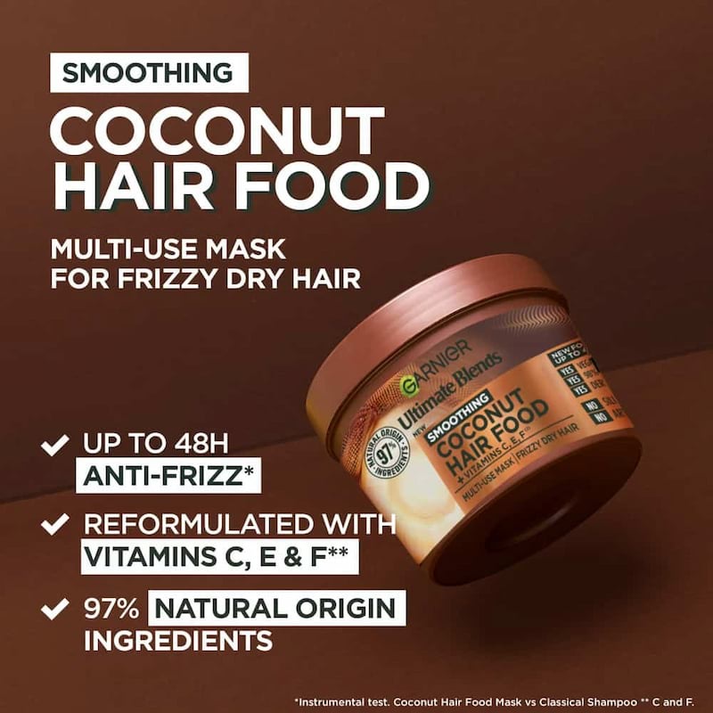 Garnier Hair Food Coconut Macadamia 3 in 1 Hair Mask SAMPLE, 130 ml 4 Garnier Hair Food Coconut Macadamia 3 in 1 Hair Mask, 400 ml