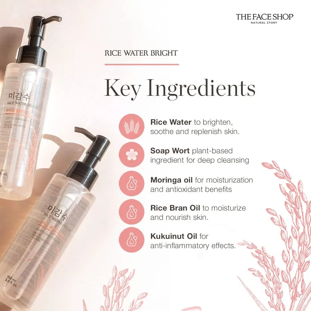 The Face Shop Rice Water Bright Light Cleansing Oil, 150 ml 3 The Face Shop Rice Water Bright Light Cleansing Oil, 150 ml - Image 3
