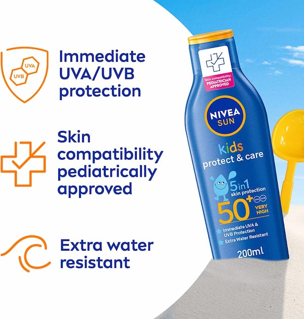 Nivea Kids Sunscreen Lotion SPF 50+, 200 ml 2 Nivea Kids Sunscreen Lotion SPF 50+, 200 ml - Image 2
