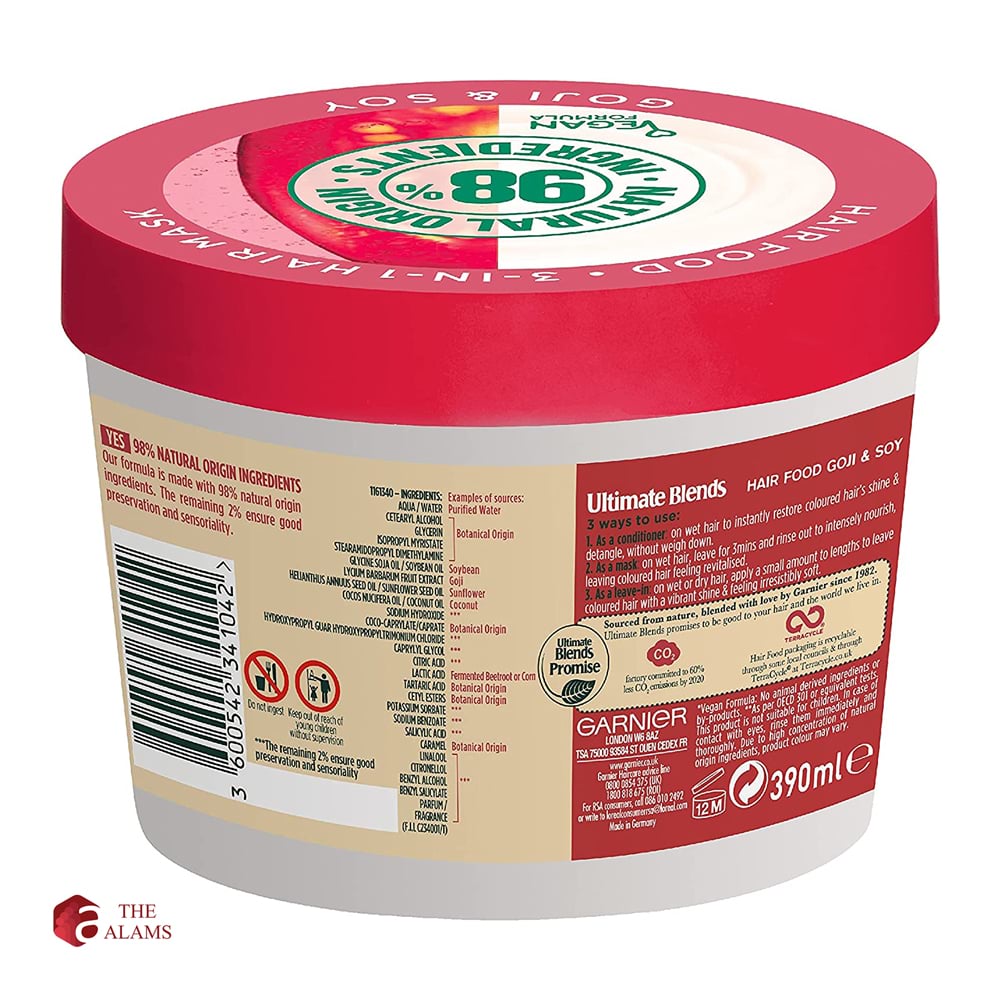 Garnier Hair Food Goji And Soy Color Illuminating 3 In 1 Hair Mask, 390 ml 2 Garnier Hair Food Goji And Soy Color Illuminating 3 In 1 Hair Mask, 390 ml - Image 2