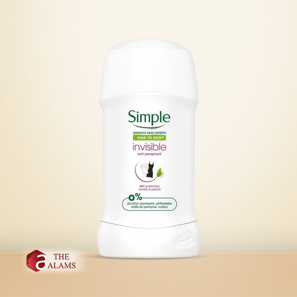 Simple Invisible Anti Perspirant Deodorant Stick, 40 Ml 1 Simple Invisible Anti Perspirant Deodorant Stick, 40 Ml