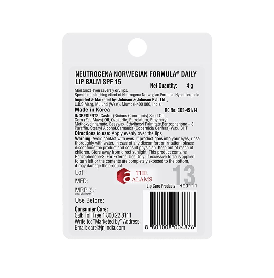 Neutrogena Norwegian Formula Daily Lip Balm SPF 15, 4 g 2 Neutrogena Norwegian Formula Daily Lip Balm SPF 15, 4 g - Image 2
