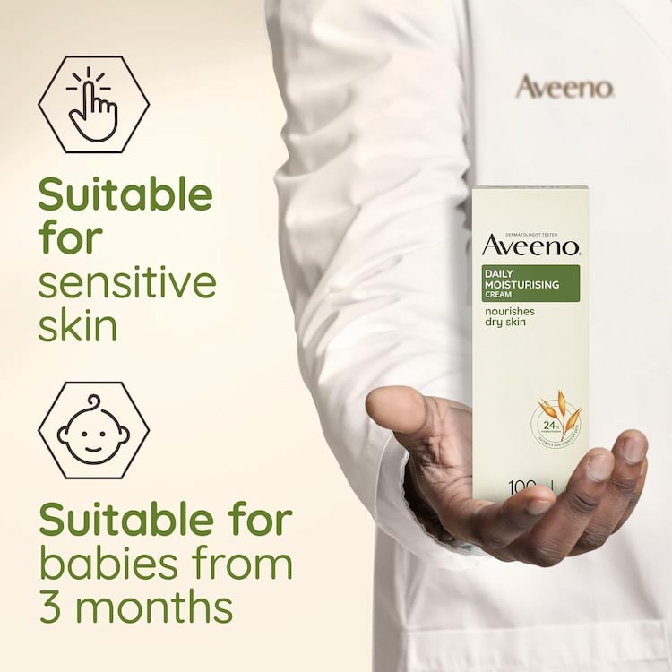 Aveeno Moisturising Cream For Dry Sensitive Skin, 100 ml 2 Aveeno Moisturising Cream For Dry Sensitive Skin, 100 ml - Image 2