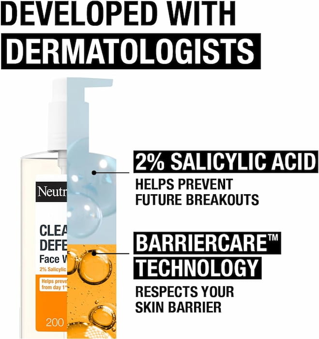 Neutrogena Clear And Defend 2% Salicylic Acid Face Wash, 200 ml 5 Neutrogena Clear And Defend 2% Salicylic Acid Face Wash, 200 ml - Image 5