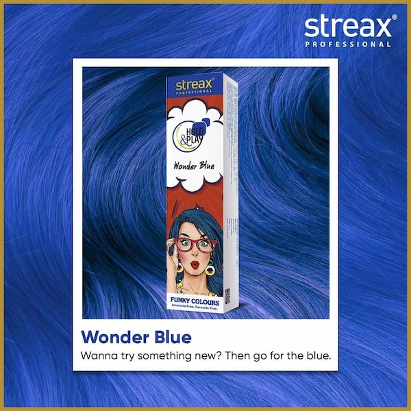 Streax Professional Funky Hair Colour- Wonder Blue, 100 g 2 Streax Professional Funky Hair Colour- Wonder Blue, 100 g - Image 2