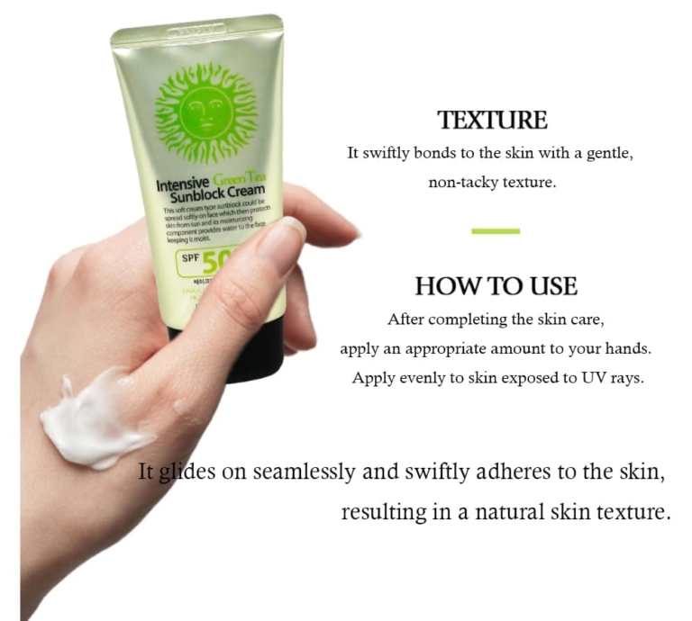 3W Clinic Intensive Green Tea Sunblock Cream SPF 50+ PA+++, 70 ml