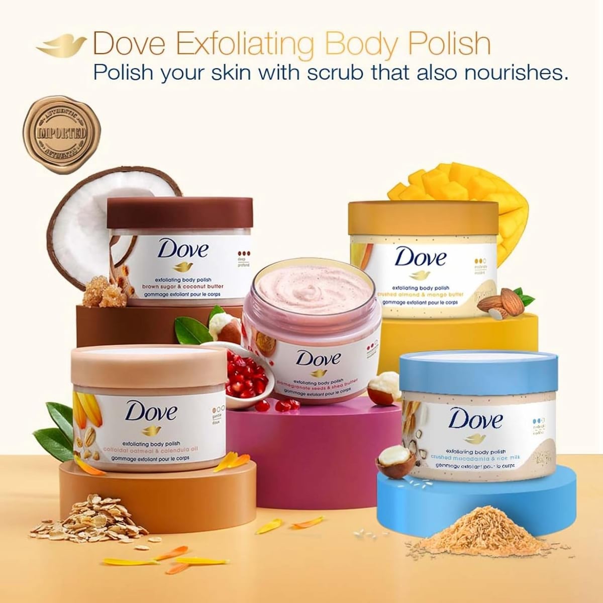 Dove Crushed Almond And Mango Butter Exfoliating Body Polish, 298 g 6 Dove Crushed Almond And Mango Butter Exfoliating Body Polish, 298 g - Image 6