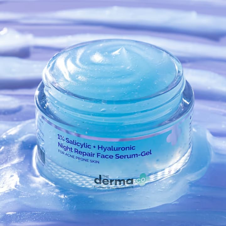 The Derma Co. 1% Salicylic And Hyaluronic Night Repair Face Serum Gel | For Acne Prone Skin, 50 g 2 The Derma Co. 1% Salicylic And Hyaluronic Night Repair Face Serum Gel | For Acne Prone Skin, 50 g - Image 2