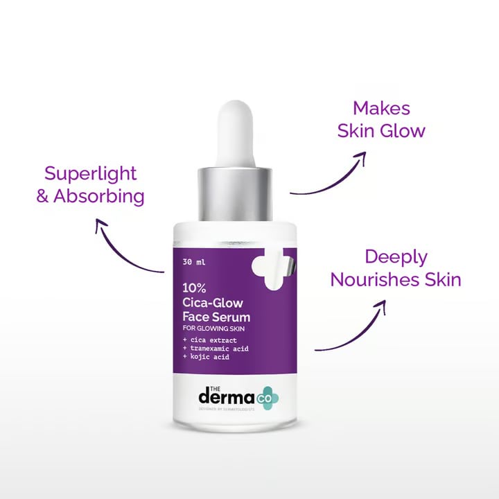 The Derma Co. 10% Cica Glow Face Serum For Dark Spots And Dull Skin, 30 ml 5 The Derma Co. 10% Cica Glow Face Serum For Dark Spots And Dull Skin, 30 ml - Image 5