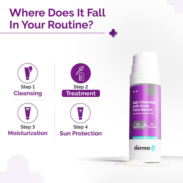 The Derma Co. Sali Cinamide Anti Acne Serum With 2% Salicylic Acid + 5% Niacinamide, 30 ml 4 The Derma Co. Sali Cinamide Anti Acne Serum With 2% Salicylic Acid + 5% Niacinamide, 30 ml - Image 4