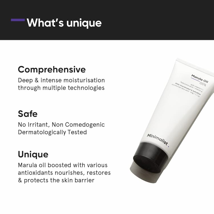 Minimalist 05% Marula Oil Moisturizer For Dry to Normal Skin, 50 g 4 Minimalist 05% Marula Oil Moisturizer For Dry to Normal Skin, 50 g - Image 4