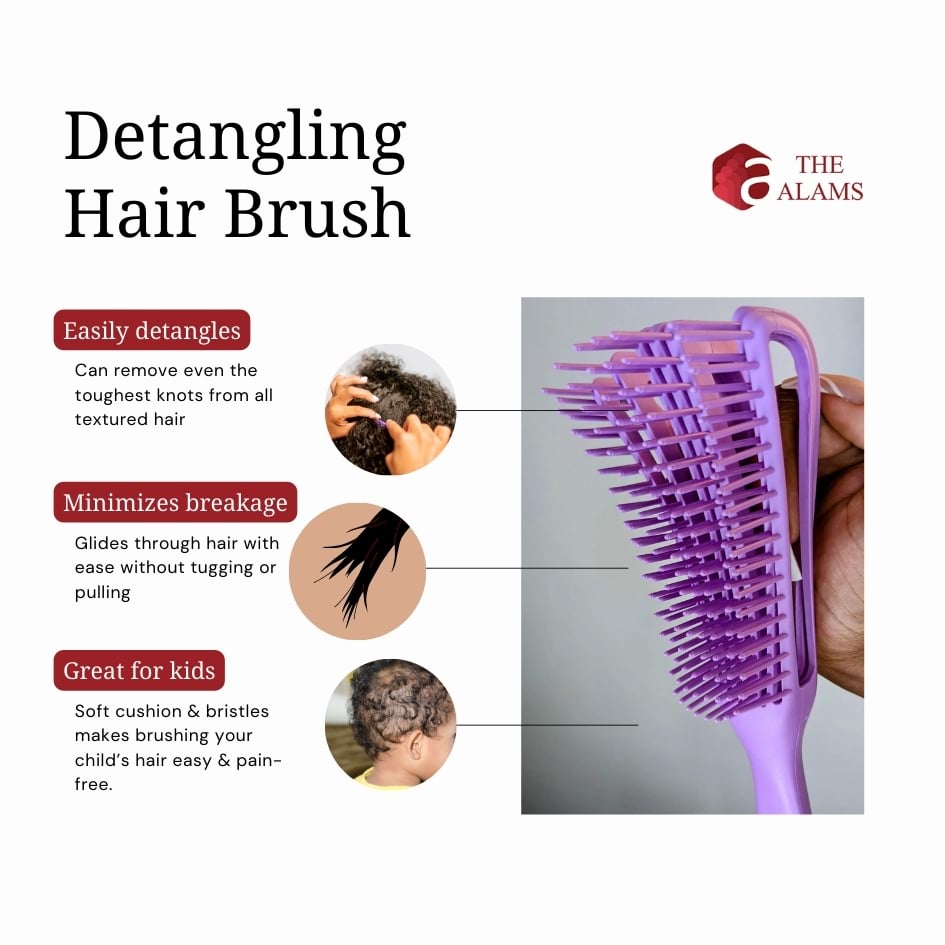 The Alams Detangling Hair Brush, Lavender 2 The Alams Detangling Hair Brush, Lavender - Image 2