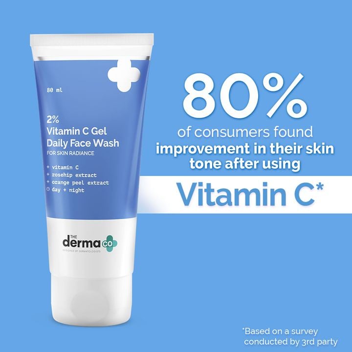 The Derma Co. 2% Vitamin C Gel Daily Face Wash For Brightness, 80 ml 2 The Derma Co. 2% Vitamin C Gel Daily Face Wash For Brightness, 80 ml - Image 2