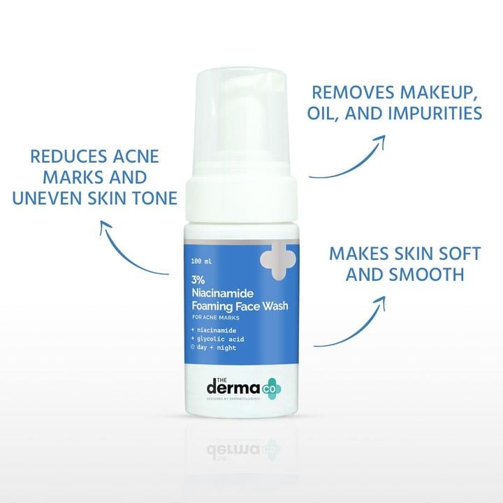 The Derma Co. 3% Niacinamide Foaming Daily Face Wash For Acne Marks, 100 ml 2 The Derma Co. 3% Niacinamide Foaming Daily Face Wash For Acne Marks, 100 ml - Image 2
