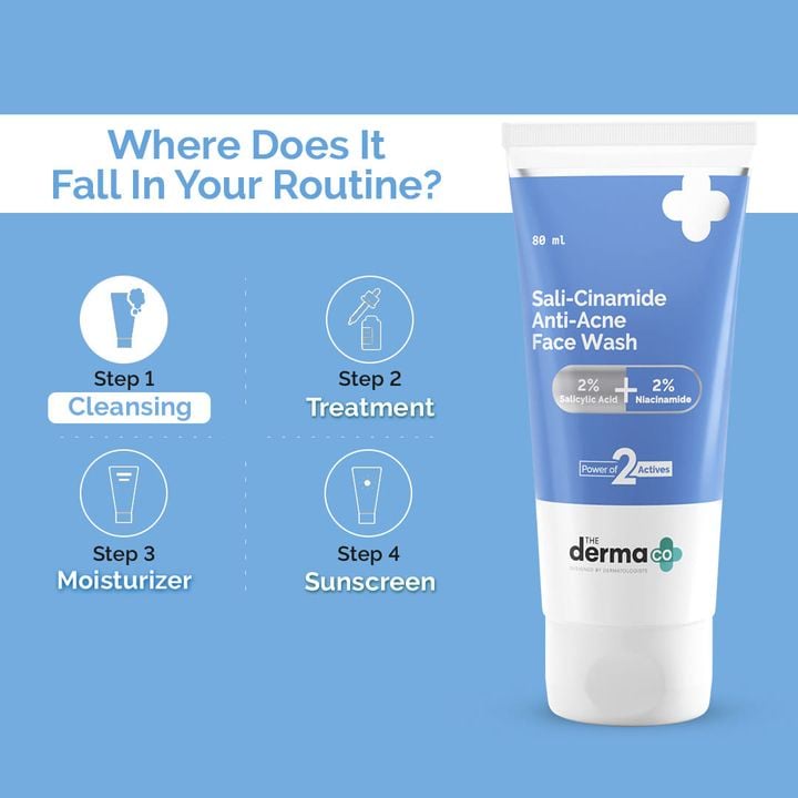 The Derma Co. Sali Cinamide Anti Acne Face Wash With 2% Salicylic Acid + 2% Niacinamide, 80 ml 5 The Derma Co. Sali Cinamide Anti Acne Face Wash With 2% Salicylic Acid + 2% Niacinamide, 80 ml - Image 5