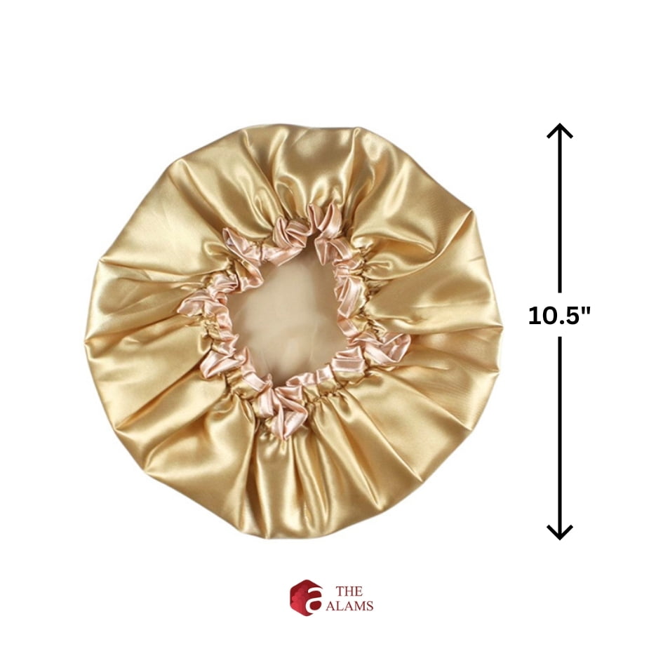 Double Layer Waterproof Large Shower Cap, Golden 2 Double Layer Waterproof Large Shower Cap, Golden - Image 2