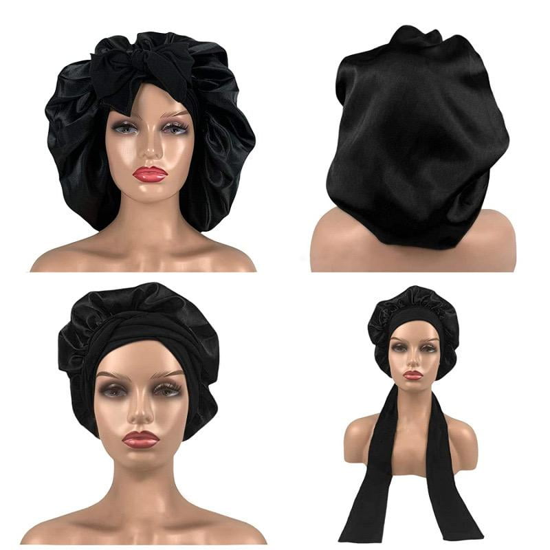 The Alams No-Slip Satin Hair Bonnet, Large Black 2 The Alams No-Slip Satin Hair Bonnet, Large Black