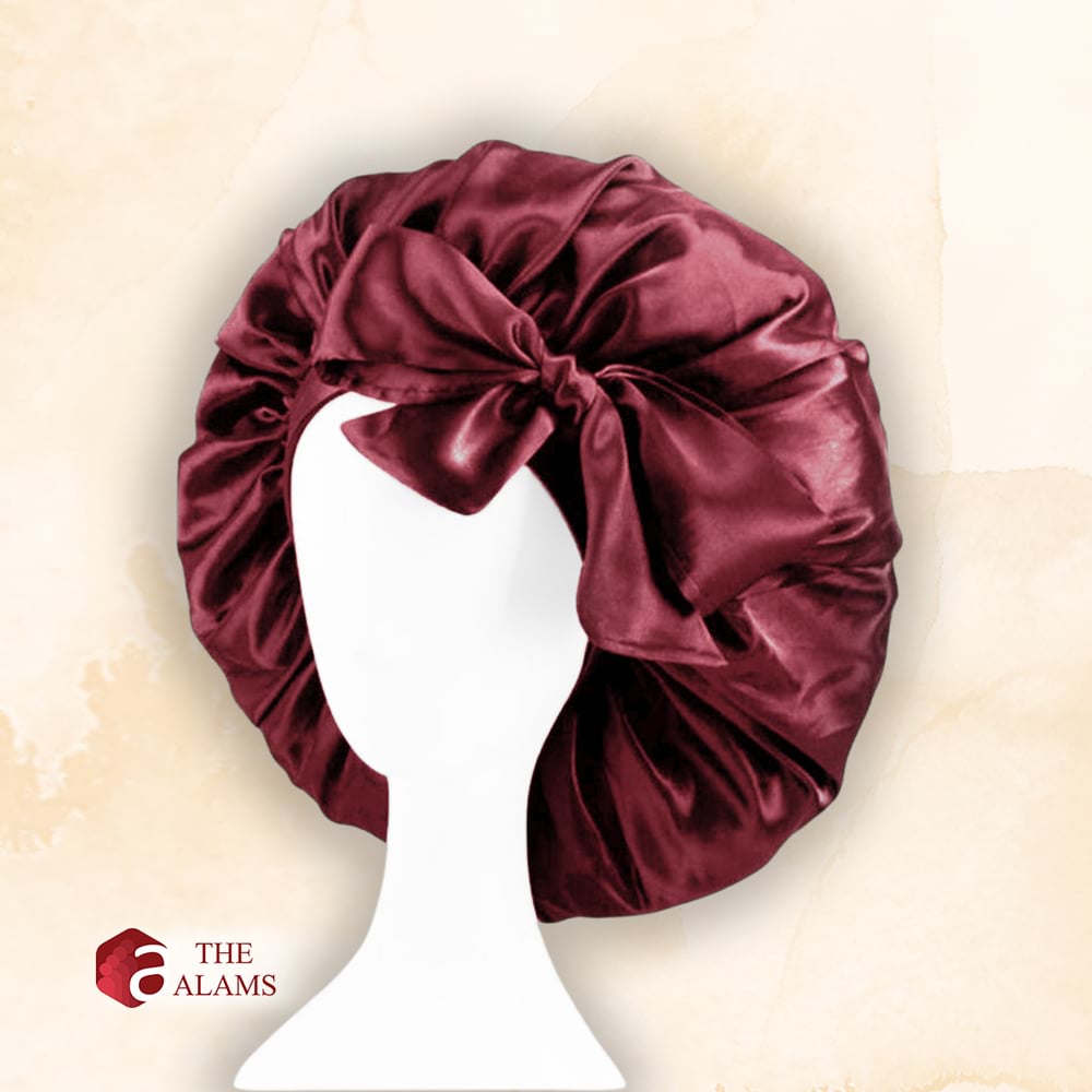 The Alams No-Slip Satin Hair Bonnet, Large Maroon 1 The Alams No-Slip Satin Hair Bonnet, Large Maroon