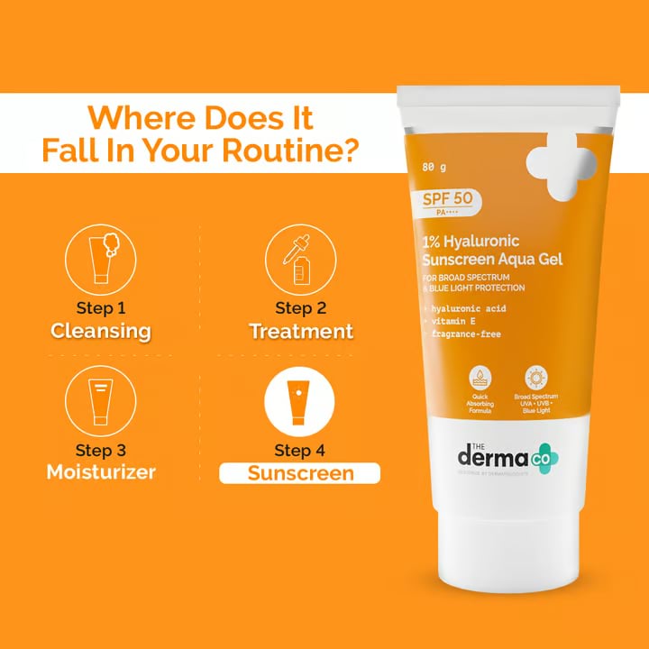 The Derma Co. 1% Hyaluronic Sunscreen Aqua Gel SPF 50 PA++++, 80 g 6 The Derma Co. 1% Hyaluronic Sunscreen Aqua Gel SPF 50 PA++++, 80 g - Image 6