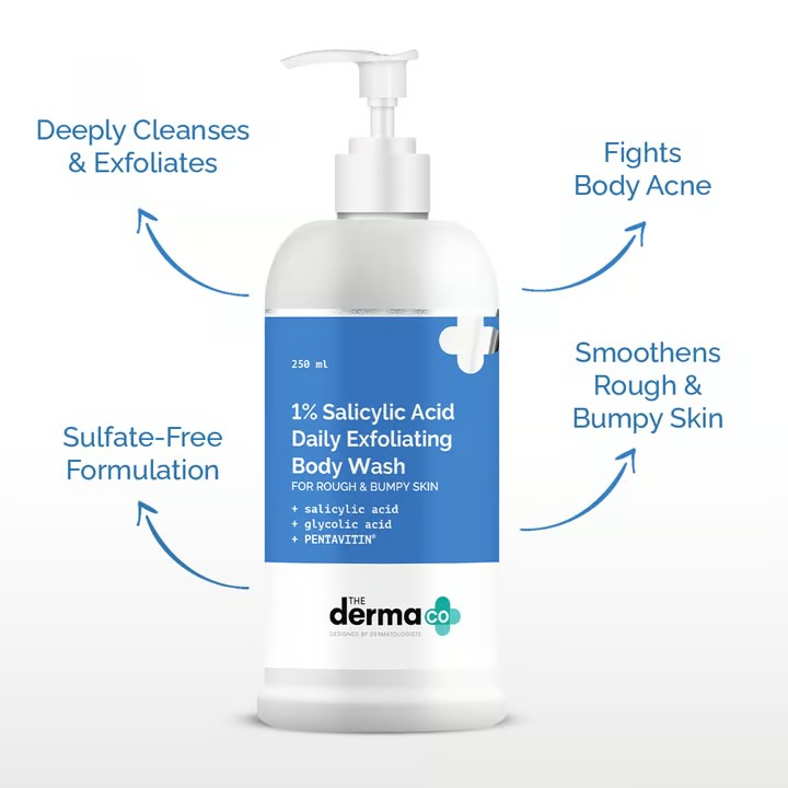 The Derma Co. 1% Salicylic Acid Daily Exfoliating Body Wash, 250 ml 2 The Derma Co. 1% Salicylic Acid Daily Exfoliating Body Wash, 250 ml - Image 2