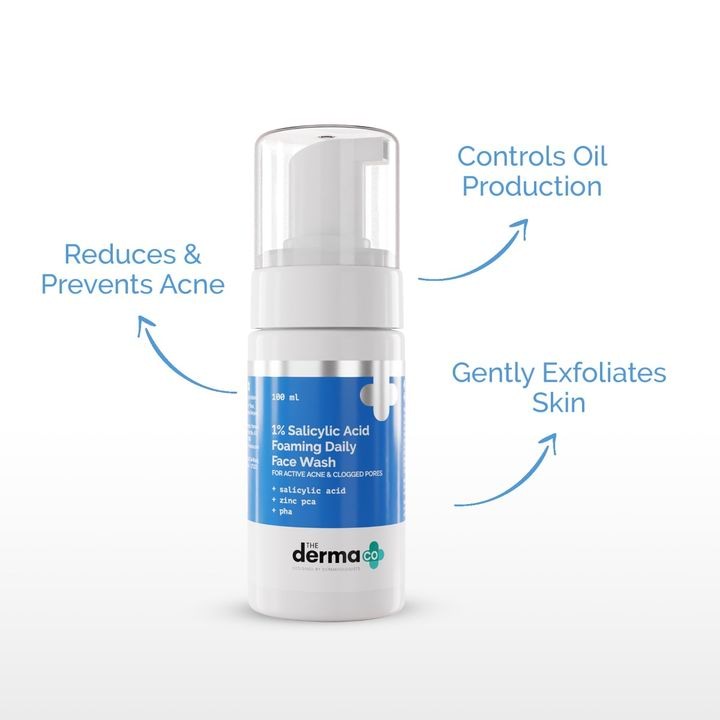 The Derma Co. 1% Salicylic Acid Foaming Daily Face Wash For Acne, 100 ml 2 The Derma Co. 1% Salicylic Acid Foaming Daily Face Wash For Acne, 100 ml