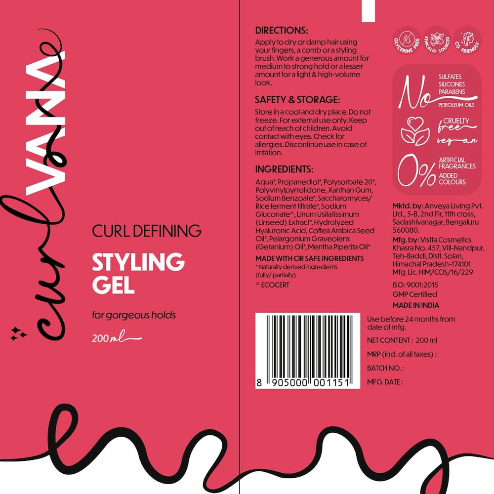 Curlvana Curl Defining Styling Hair Gel, 200 ml 6 Curlvana Curl Defining Styling Hair Gel, 200 ml