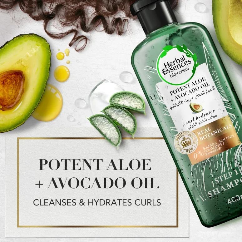 Herbal Essences Aloe Avocado Oil Curl Hydrator Shampoo Conditioner Set, 400 ml 2 Herbal Essences Aloe And Avocado Oil Curl Hydrator Shampoo, 400 ml