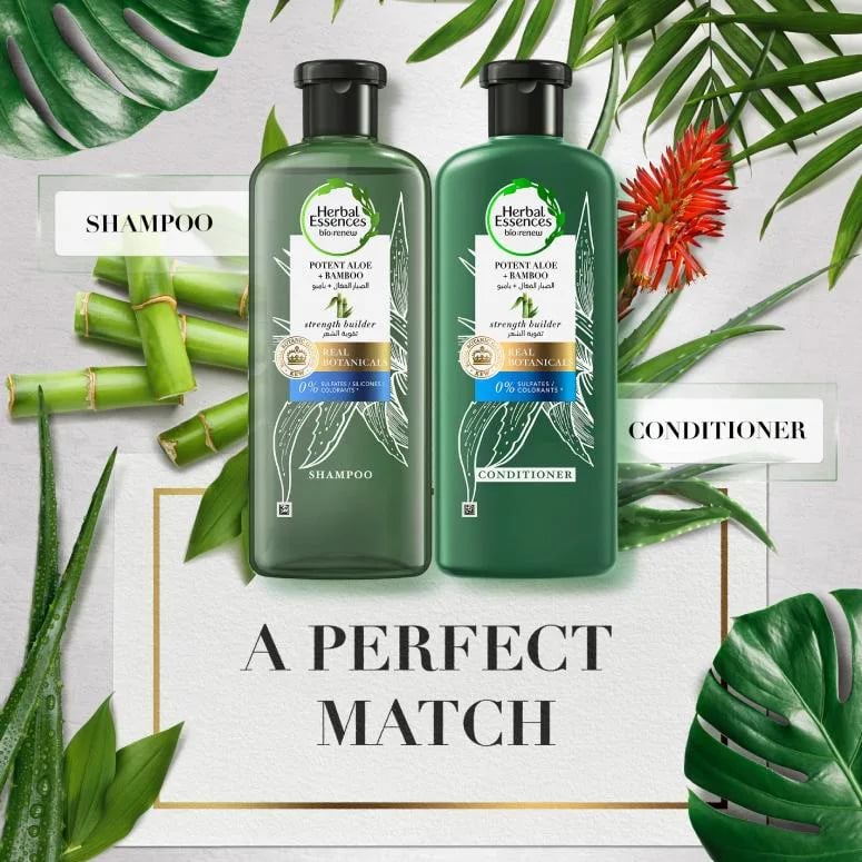 Herbal Essences Potent Aloe And Bamboo Conditioner For Weak Hair, 400 ml 5 Herbal Essences Potent Aloe And Bamboo Shampoo, 400 ml