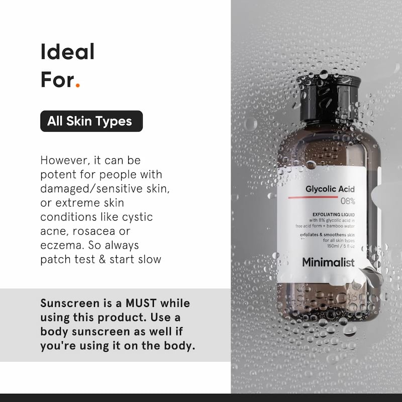 Minimalist Glycolic Acid 08% Exfoliating Liquid, 150 ml 4 Minimalist Glycolic Acid 08% Exfoliating Liquid, 150 ml - Image 4