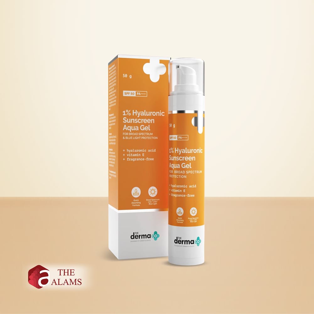 The Derma Co. 1% Hyaluronic Sunscreen Aqua Gel SPF 50 PA++++, 50 g 1 The Derma Co. 1% Hyaluronic Sunscreen Aqua Gel SPF 50 PA++++, 50 g