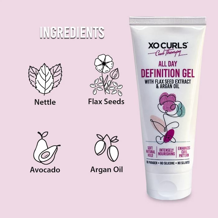 XO CURLS Curl Therapy All Day Definition Hair Gel, 100 ml 4 XO CURLS Curl Therapy All Day Definition Hair Gel, 100 ml