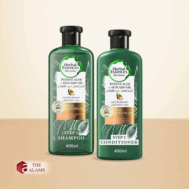 Herbal Essences Aloe Avocado Oil Curl Hydrator Shampoo Conditioner Set, 400 ml 1 Herbal Essences Aloe Avocado Oil Curl Hydrator Shampoo Conditioner Set, 400 ml