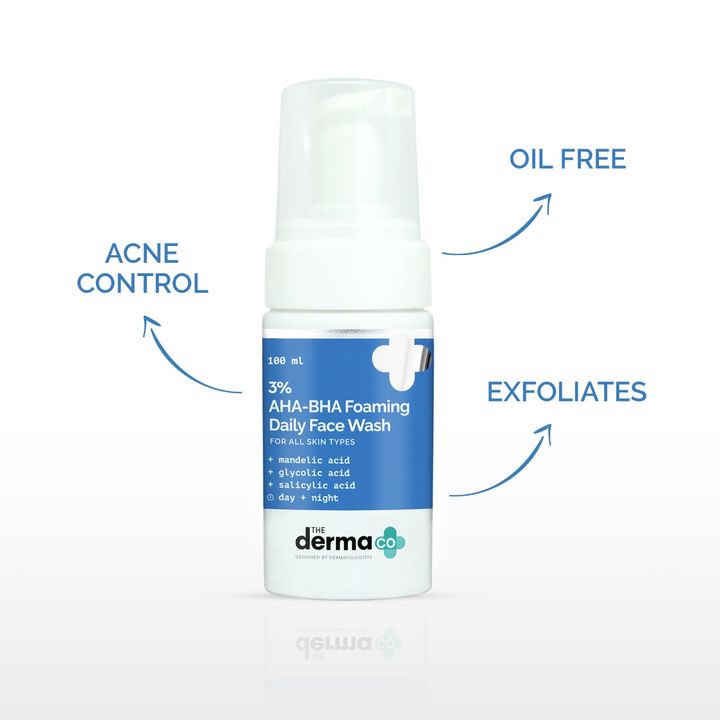 The Derma Co. 3% AHA BHA Foaming Daily Face Wash For Oily Acne Prone Skin, 100 ml 2 The Derma Co. 3% AHA BHA Foaming Daily Face Wash For Oily Acne Prone Skin, 100 ml