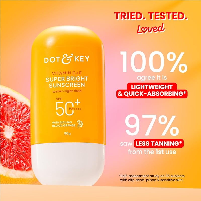 Dot & Key Vitamin C + E Super Bright Sunscreen SPF 50+ PA++++, 50 g 5 Dot & Key Vitamin C + E Super Bright Sunscreen SPF 50+ PA++++, 50 g - Image 5