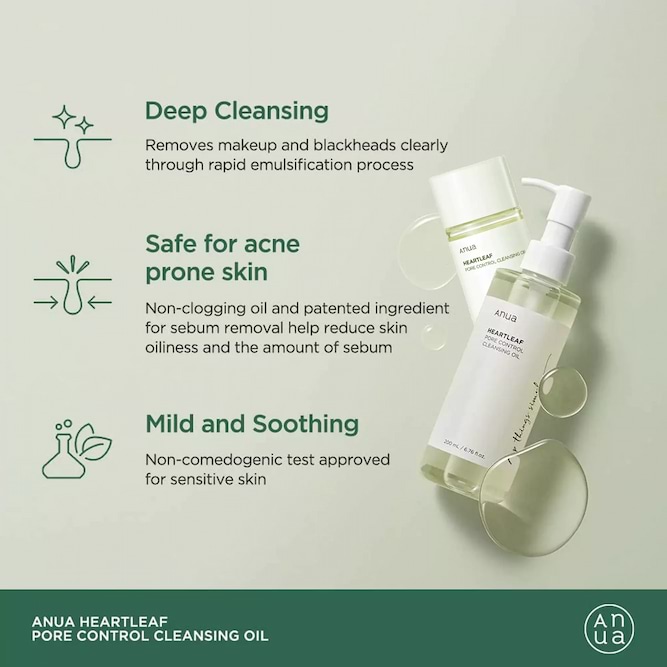 Anua Heartleaf Pore Control Cleansing Oil MINI, 20 ml 2 Anua heartleaf Pore Control Cleansing Oil, 200 ml
