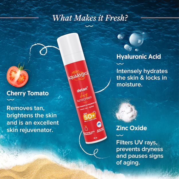 Aqualogica Detan+ Dewy Sunscreen SPF 50+ PA++++, 50 g 4 Aqualogica Detan+ Dewy Sunscreen SPF 50+ PA++++, 50 g