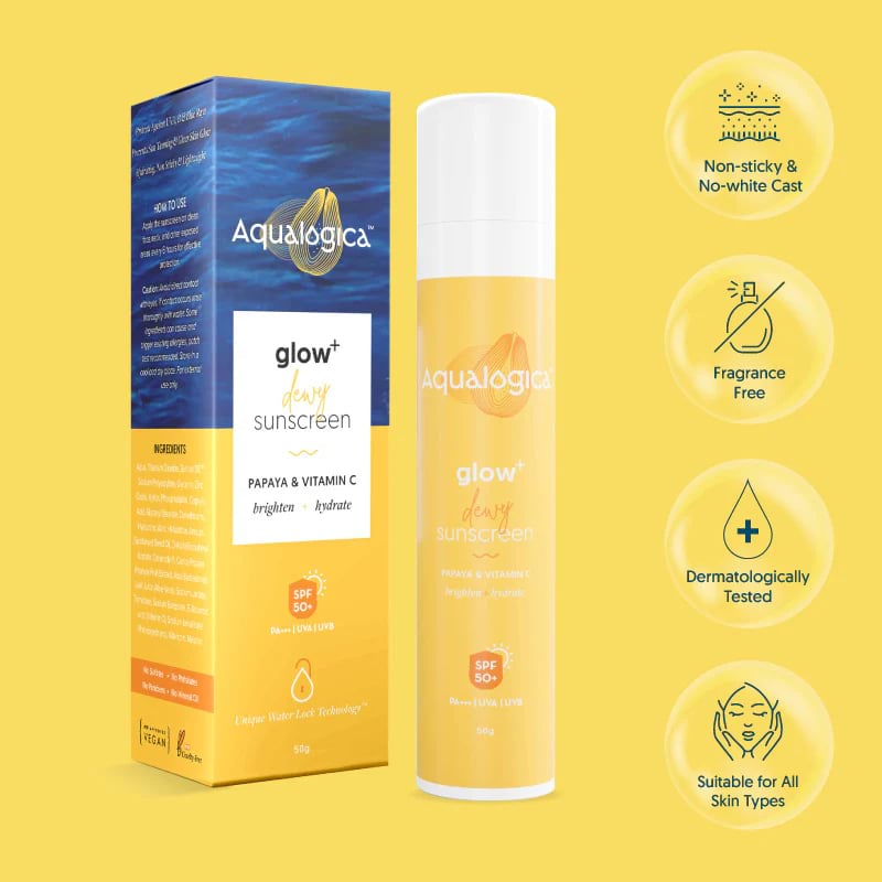 Aqualogica Glow+ Dewy Sunscreen SPF 50+ PA++++, 50 g 2 Aqualogica Glow+ Dewy Sunscreen SPF 50+ PA++++, 50 g