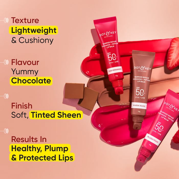 Dot & Key Ceramide Peptide Tinted Lip Balm SPF 50- Warm Nude, 10 g 6 Dot & Key Ceramide Peptide Tinted Lip Balm SPF 50- Warm Nude, 10 g - Image 6