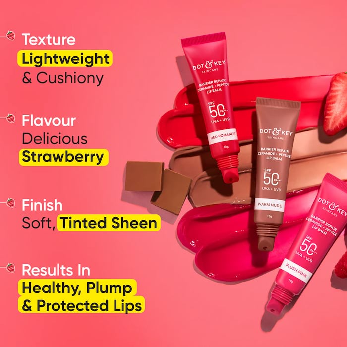 Dot & Key Ceramide Peptide Tinted Lip Balm SPF 50- Red Romance, 10 g 6 Dot & Key Ceramide Peptide Tinted Lip Balm SPF 50- Red Romance, 10 g - Image 6