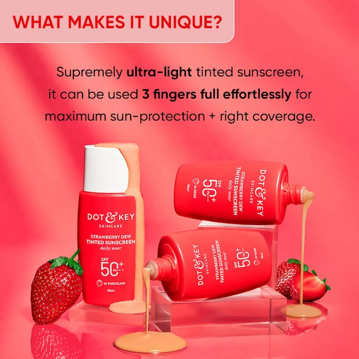 Dot & Key Strawberry Dew Tinted Sunscreen SPF 50+ PA++++ 03 Sand, 50 ml 3 Dot & Key Strawberry Dew Tinted Sunscreen SPF 50+ PA++++ Beige, 50 ml