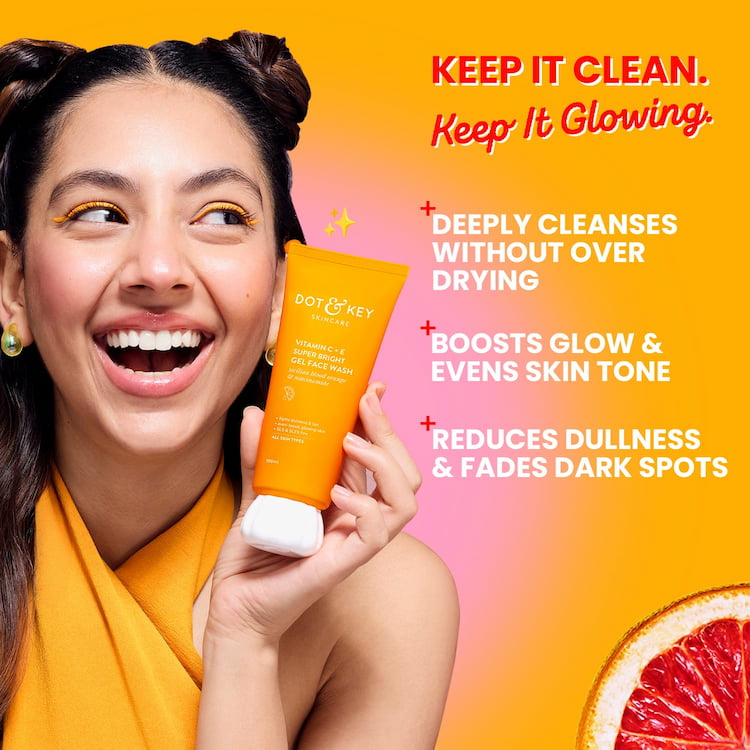Dot & Key Vitamin C + E Super Bright Gel Face Wash, 100 ml 4 Dot & Key Vitamin C + E Super Bright Gel Face Wash, 100 ml - Image 4