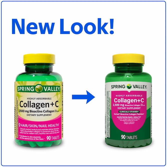 Spring Valley Highly Absorbable Collagen + C Tablets Dietary Supplement 2,500 mg, 90 Tablets 5 Spring Valley Highly Absorbable Collagen + C Tablets Dietary Supplement 2,500 mg, 90 Tablets - Image 5