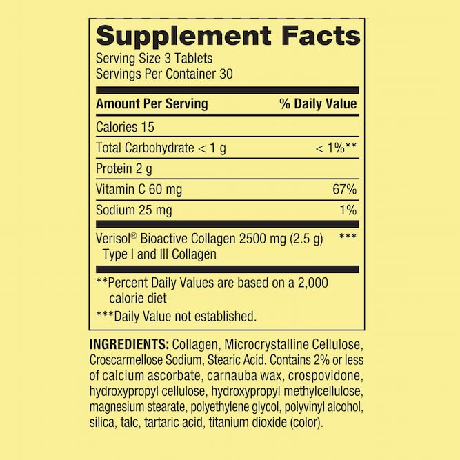 Spring Valley Highly Absorbable Collagen + C Tablets Dietary Supplement 2,500 mg, 90 Tablets 3 Spring Valley Highly Absorbable Collagen + C Tablets Dietary Supplement 2,500 mg, 90 Tablets - Image 3