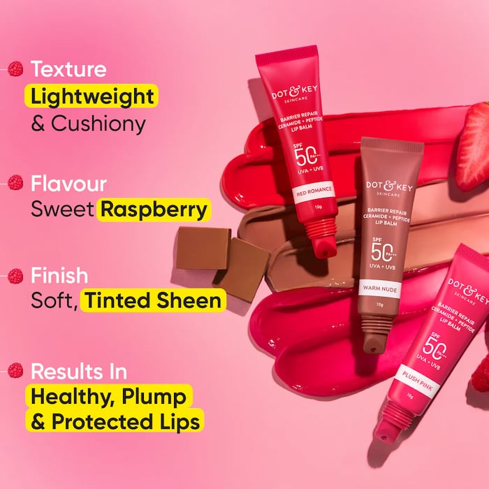 Dot & Key Ceramide Peptide Tinted Lip Balm SPF 50- Plush Pink, 10 g 5 Dot & Key Ceramide Peptide Tinted Lip Balm SPF 50- Plush Pink, 10 g - Image 5