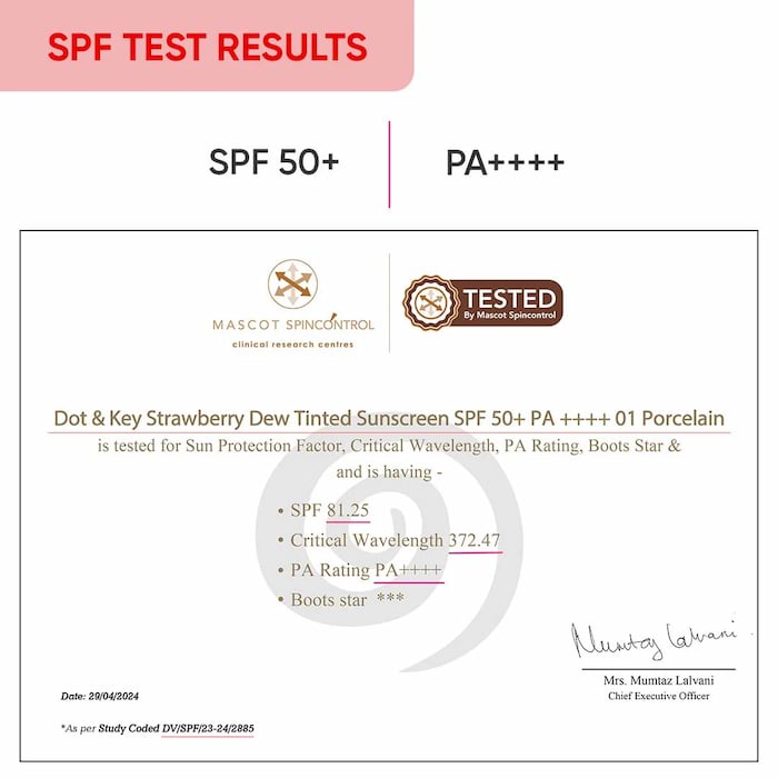 Dot & Key Strawberry Dew Tinted Sunscreen SPF 50+ PA++++ 01 Porcelain, 50 ml 6 Dot & Key Strawberry Dew Tinted Sunscreen SPF 50+ PA++++ 01 Porcelain, 50 ml - Image 6