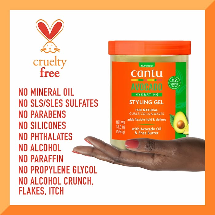 Cantu Avocado Hydrating Styling Hair Gel, 524 g 4 Cantu Avocado Hydrating Styling Hair Gel, 524 g - Image 4