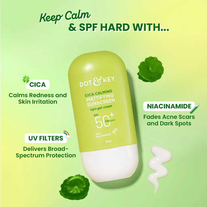 Dot & Key Cica Calming Mattifying Sunscreen SPF 50+ PA++++, 80 g 3 Dot & Key Cica Calming Mattifying Sunscreen SPF 50+ PA++++, 80 g - Image 3