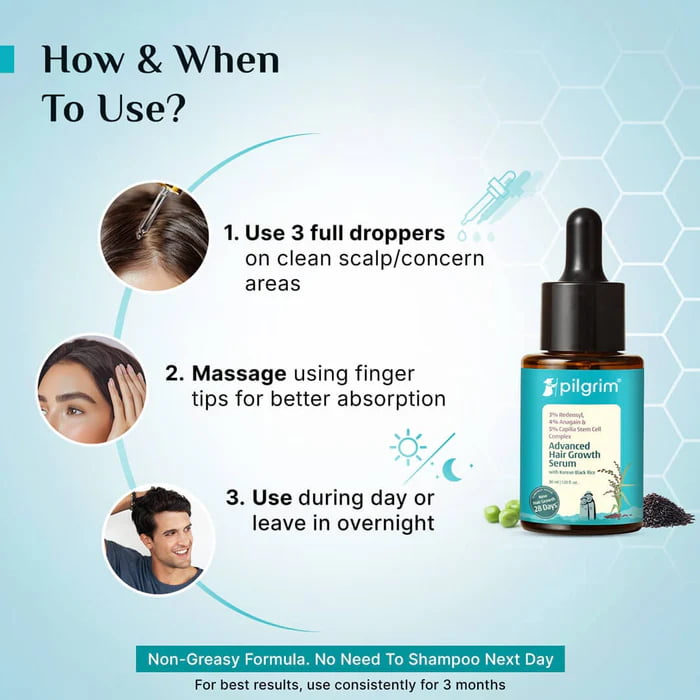 Pilgrim Redensyl And Anagain Advanced Hair Growth Serum, 50 ml 10 Pilgrim Redensyl And Anagain Advanced Hair Growth Serum, 50 ml - Image 10
